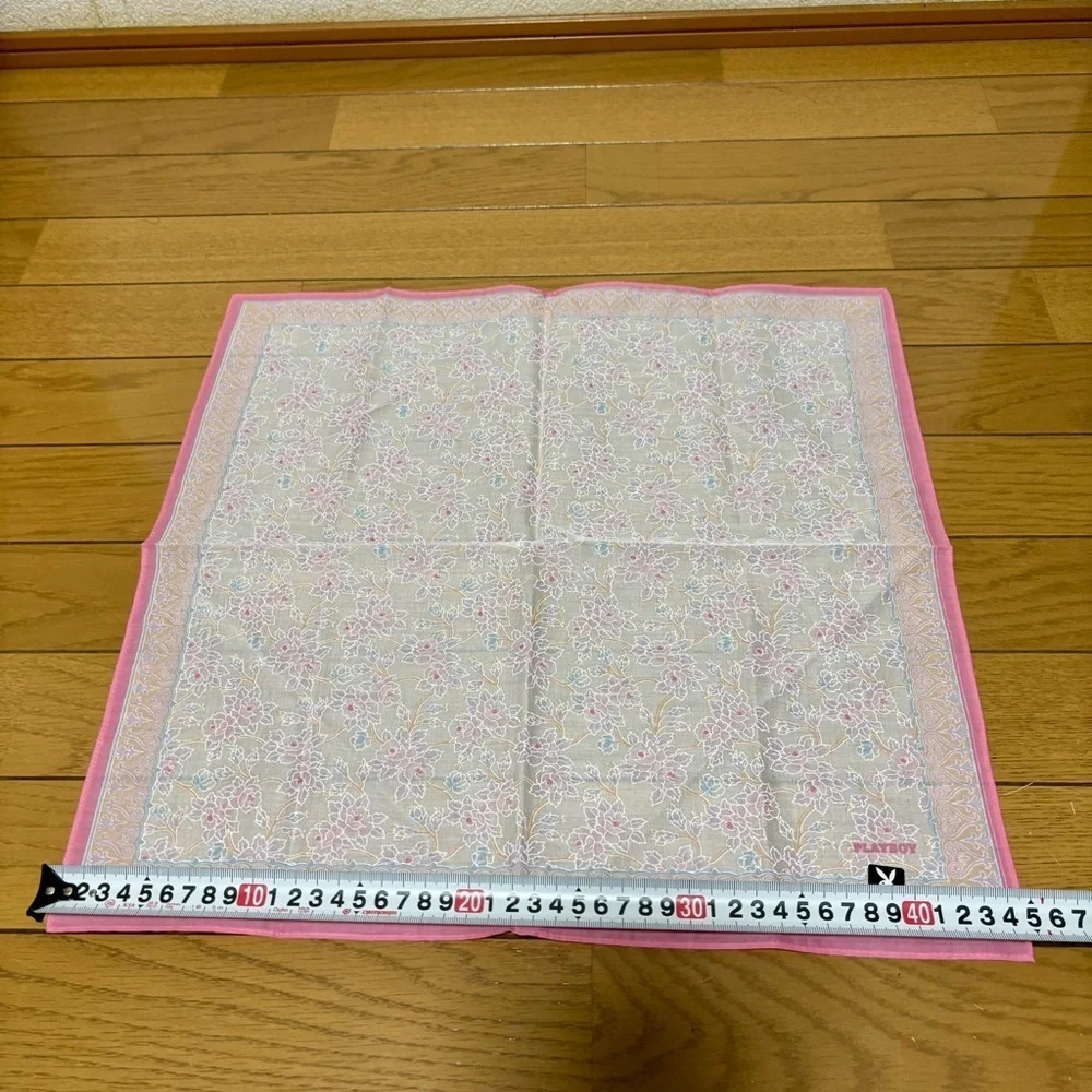 Playboy Pink and Cream Floral Square Handkerchief/Bandana Scarf 45cm